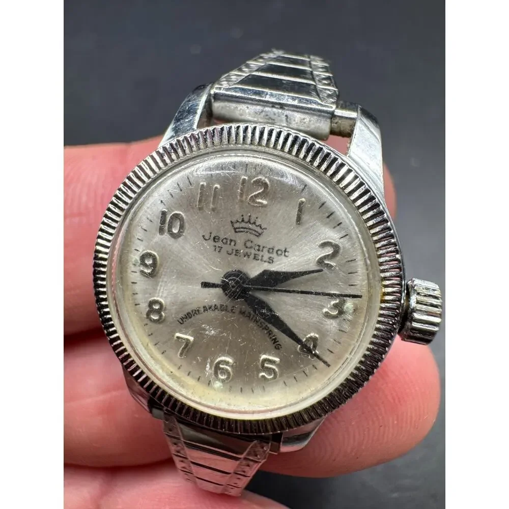 Jean Cardot 17 Jewels Antimagnetic Unbreakable Mainspring Silver Tone Wristwatch